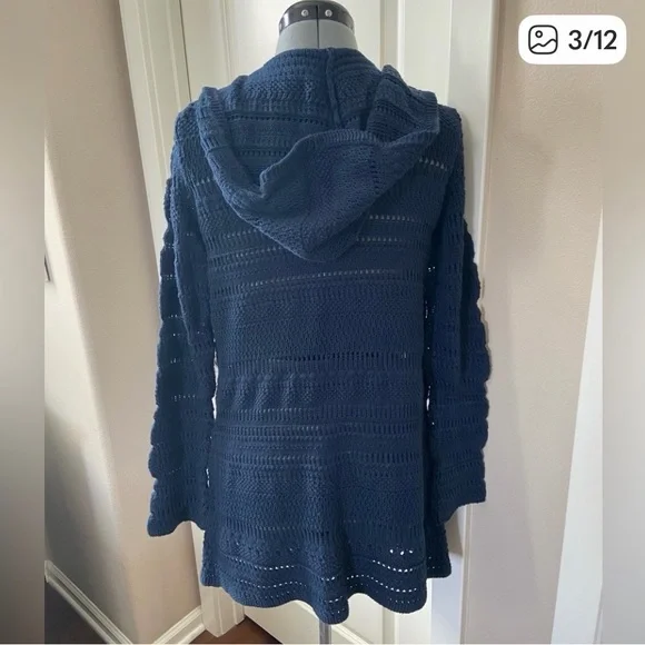 Lucky Brand Navy Blue Hooded Cardigan - Picture 1 of 4